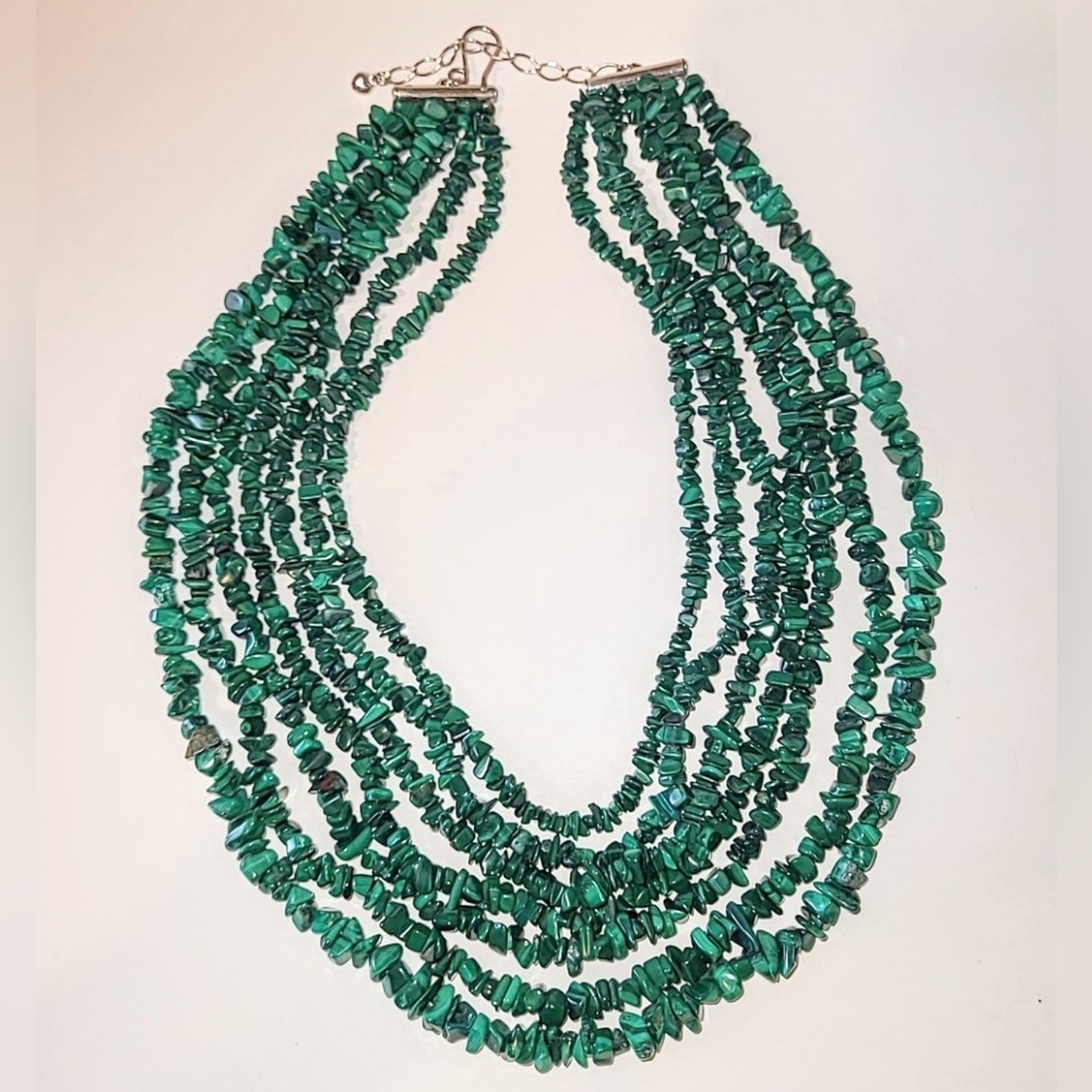 JAY KING MALACHITE 7-STRAND NECKLACE - STERLING SILVER CLASP - Picture 9 of 9